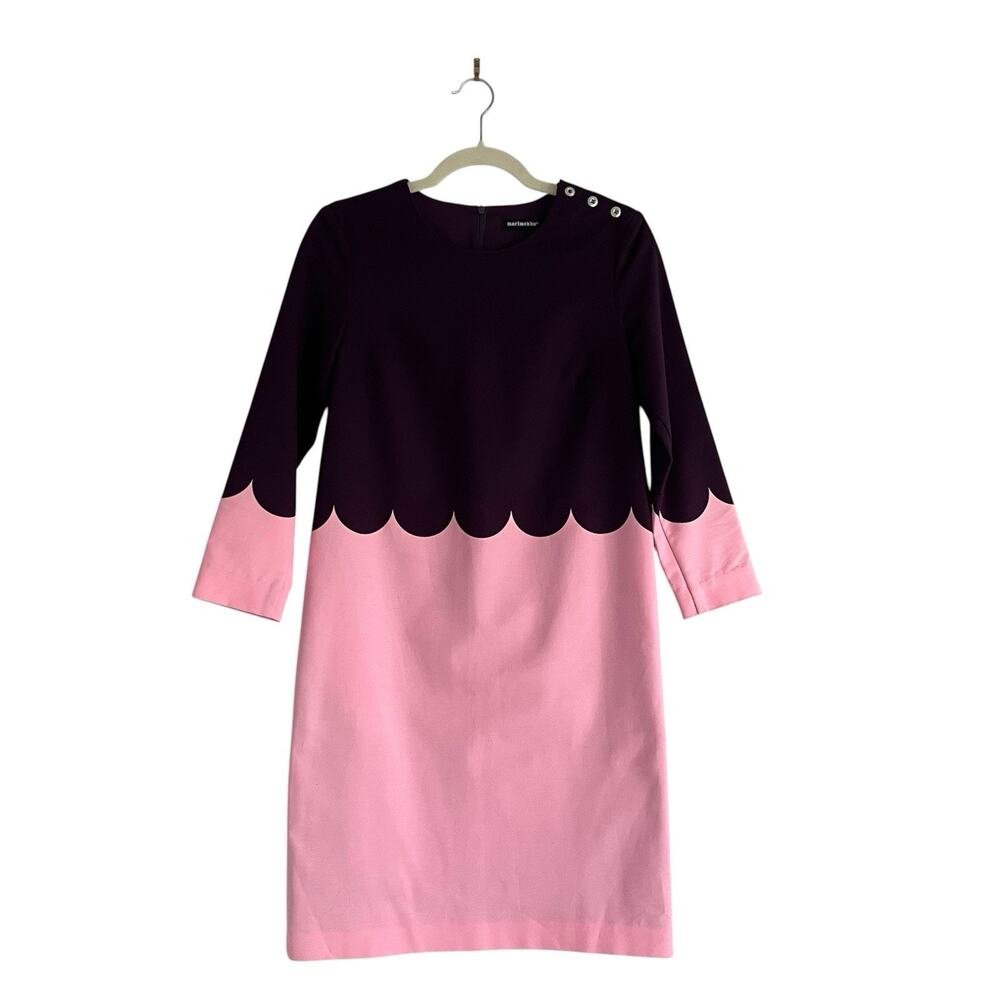 Marimekko Lilian Shift Dress Lanketti Scallop Print Size 2 Mod Preppy chic Lux - Picture 2 of 13